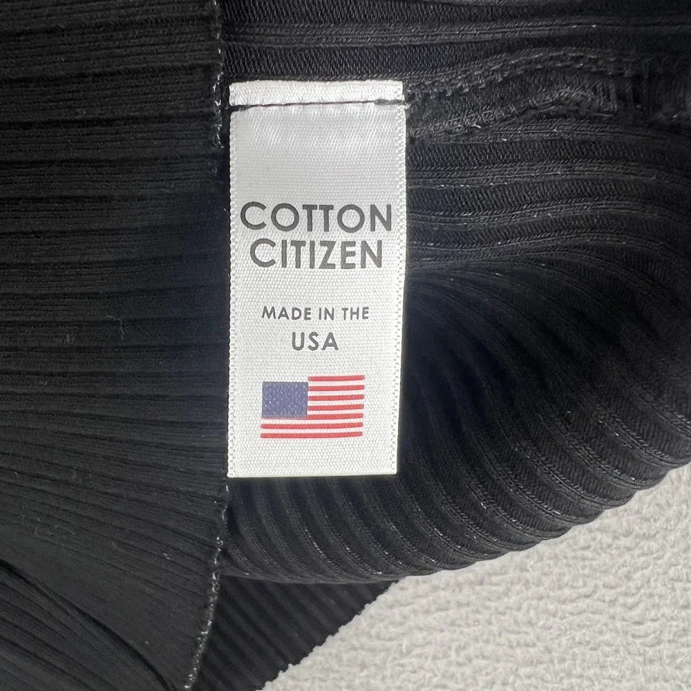 Cotton Citizen Dress Womens Small Black Ibiza SS Polo Ribbed Stretch Made USA